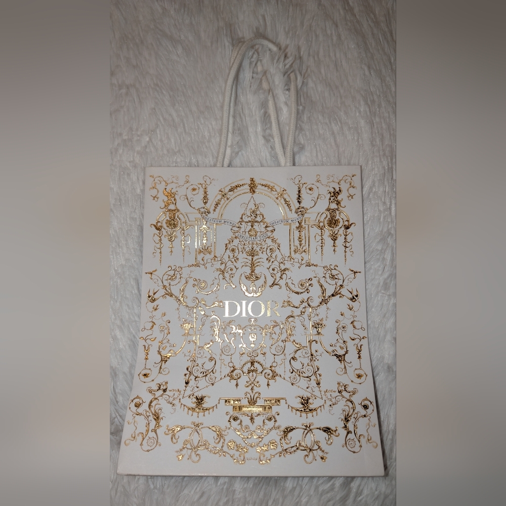 Dior Limited Edition Holliday Shopping Bag White Gold 8" X 10" New